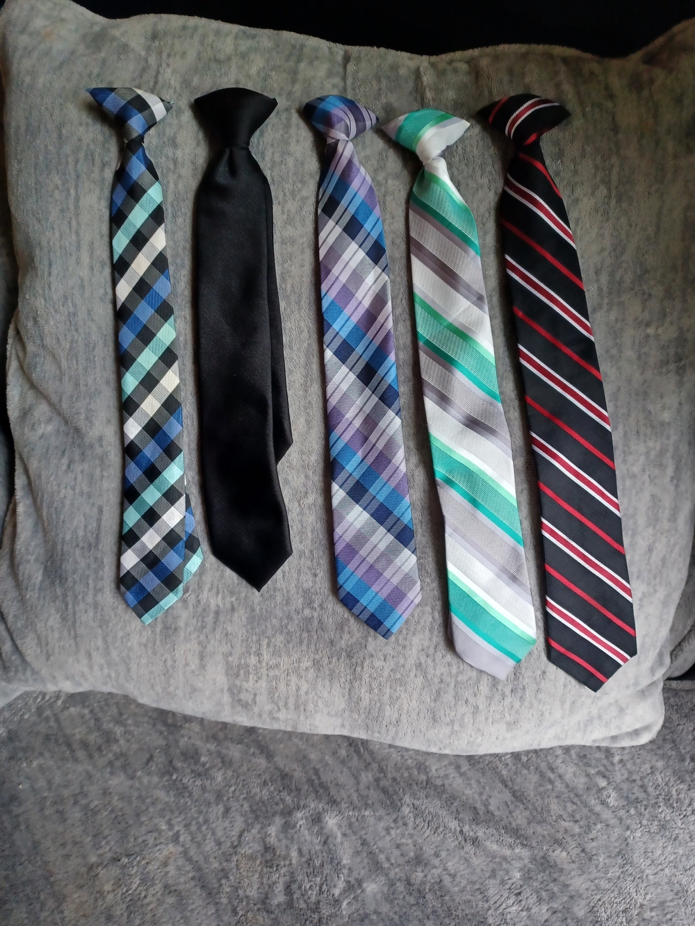 Boys Assorted Patterned Neck Ties - Blue, Black, Purple, Teal, Red